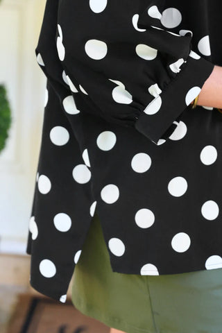 Sloan Button Up Top- After Dark Polka Dot