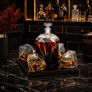 Diamond Decanter Set Premium Barware Gift Elegant Drinkware Collection