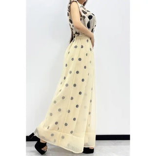 Polka Dot Sheer Wide Leg High Waist Pants