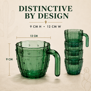 Cactus Stackable Glasses Set Of 6 By Six 10 Oz Cactus Shape Glasses With Handles Han