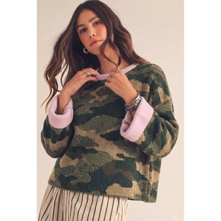 Camo Effortless Relaxed Cuff Sweater