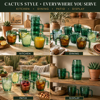 Cactus Stackable Glasses Set Of 6 By Six 10 Oz Cactus Shape Glasses With Handles Han