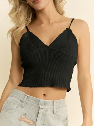 Noir Lace Ribbed Cami