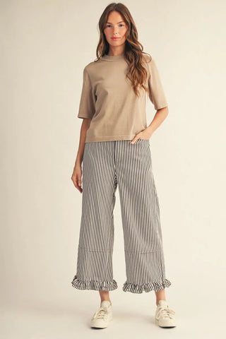 Boardwalk Breeze Striped Pants - Brown