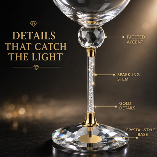 Crystal Ball Diamond Filled Wine Glasses Premium Barware Gift