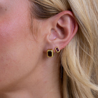 Clementine Ruby Bezel Studs
