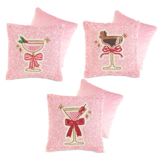 8" Everything Nice Cocktails Beaded Pillow - Boutique Bella BellaThrow Pillow