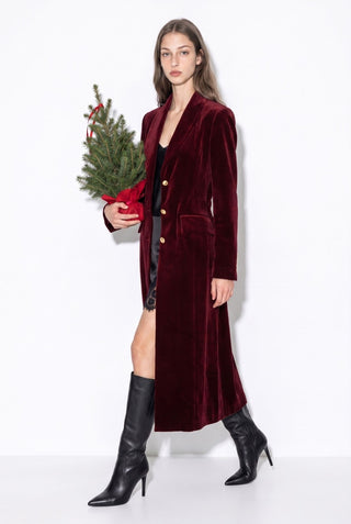 Velvet Royalty Chain-Accent Coat - Red