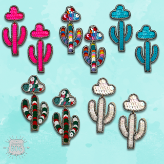 Cactus and sombrero sequin earring - LC