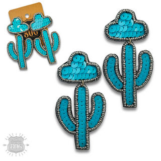 Cactus and sombrero sequin earring - LC