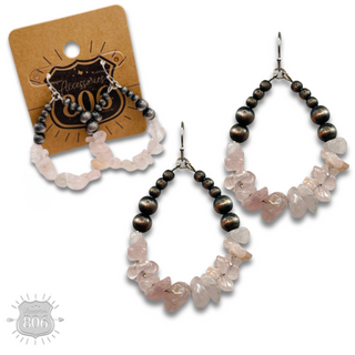 Western bead and stone chip teardrop earring - LC