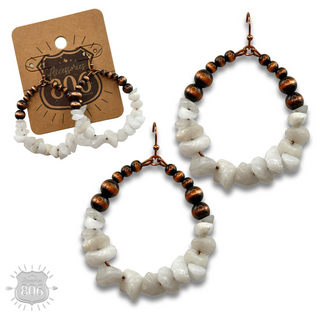 Western bead and stone chip teardrop earring - LC