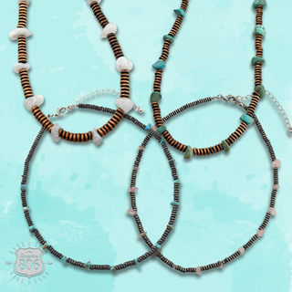 Saucer bead and stone necklace - LC