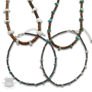 Saucer bead and stone necklace - LC