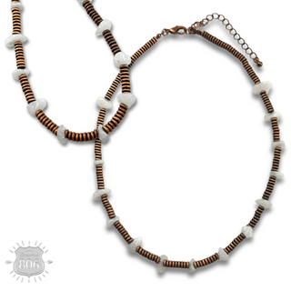 Saucer bead and stone necklace - LC