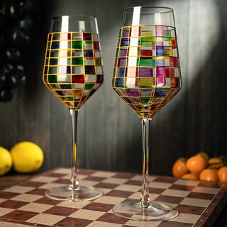 Renaissance Stained Wine Glasses Set Of 2 By Festive Colorful Coffee Cups Stained Wi