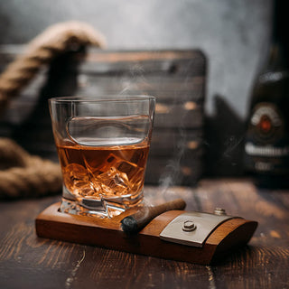 Cigar Glass Coaster With A Whiskey Cigar Glasses Slot To Hold Cigar Whiskey Glass Gi