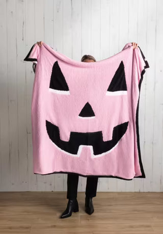 Pink Jack-O-Lantern Chenille Blanket