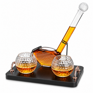 Golf Club Whiskey Decanter Set with 2 Crystal Glasses, 28.7 oz