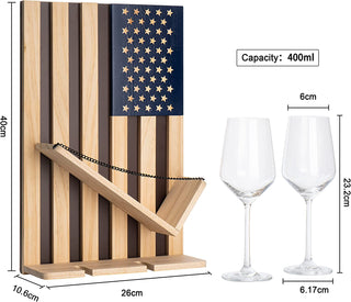 American Flag Wine Bottle Wall Rack Holder With 2 Wine Glasses By Patriotic Centerpi