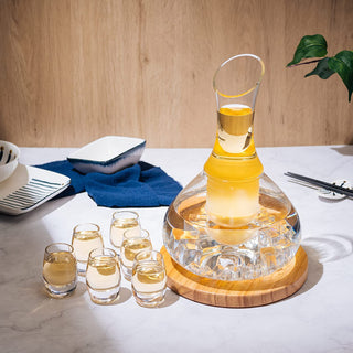 Sake Carafe Set 6 Sake Glass Set 8 5 Oz Glasses For Warm Or Cold Japanese Wine Drinking With A Woode