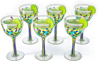 Pebble Confetti Mexican Luxury Hand Blown Wine Glasses Premium Barware Gift