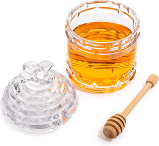 Bee Honey Jar By 5 H Glass Honey Pot With Dipper And Lid Cover For Home Kitchen Hone