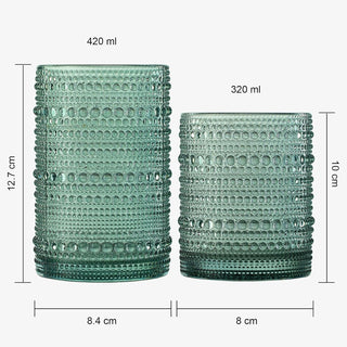 Hobnail Drinking Glasses Pastel Colored Beaded Drinking Set Of 12