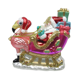 Flamingo Sled w/Santa Orn