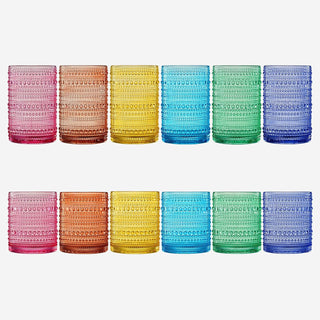 Hobnail Drinking Glasses Colored Beaded Drinking Set Of 12 Premium Barware Gift