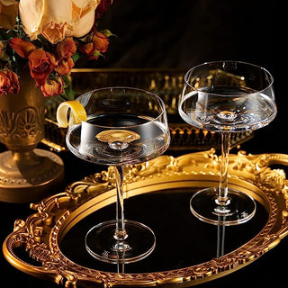 Luxury Martini Glass Set Of 2 10OZ Crystal Luxury Martini With Silver Spoon Premium Hand Blown Class