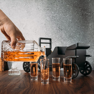 Old Fashioned Car Whiskey Decanter Set Model T Very Large 15 X 13 X 7 750ML Decanter And 4 3OZ Whisk