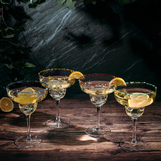 Margarita Cocktail Glasses Party Colored Rims Cocktail Glasses 12OZ Set Of 4 By Fies