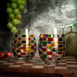 Renaissance Stained Wine Glasses Set Of 2 By Festive Colorful Coffee Cups Stained Wi