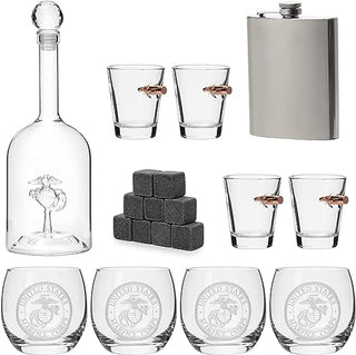 Marine Big Box Wall Decor Murphy With Decanter 4 Whiskey Glasses 4 Shot Glasses Marine Flask Marine