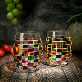 Renaissance Stained Wine Glasses Set Of 2 By Festive Colorful Coffee Cups Stained Wi