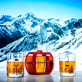 Gondola Wine Whiskey Decanter 34 Oz Two 10 Oz Chairlift Glasses Alaska Gifts Skiier