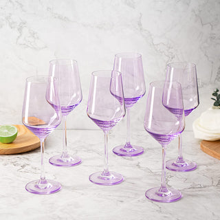 Set Of 6 Colored Wine Glasses 12 Oz Hand Blown Italian Style Crystal Bordeaux Wine Glasses Premium S