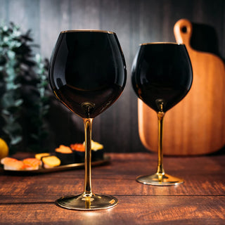 Set Of 4 Black Wine Glasses Gold Stemmed 14 Oz By Gold Rim Wine Glasses Black Colore