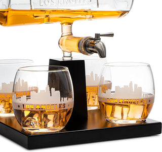Los Angeles City Of Dreams Wine Whiskey Decanter Set 1100ML By With 4 Whiskey Glasse