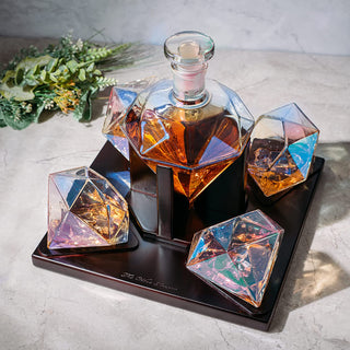Diamond Whiskey And Wine Decanter Great Gift 750ML With 4 Diamond Glasses And Beauti