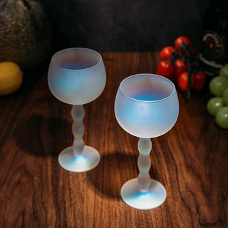 Iridescent Squiggle Stemmed Wine Glasses Set Of 2 By Elegant Squiggly Curvy Glasswar