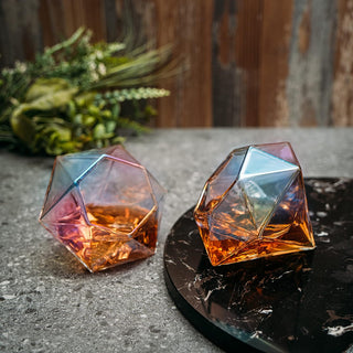 Set Of 2 Iridescent Diamond Whiskey Wine Glasses 10OZ Wine Whiskey Water Diamond Shaped Diamonds Col