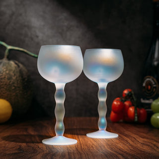 Iridescent Squiggle Stemmed Wine Glasses Set Of 2 By Elegant Squiggly Curvy Glasswar