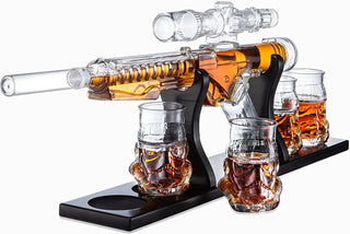 Blaster Gun Whiskey Wine Decanter Set Glasses Elegant Blaster Whiskey Decanter 24 With 4 Whiskey Gla