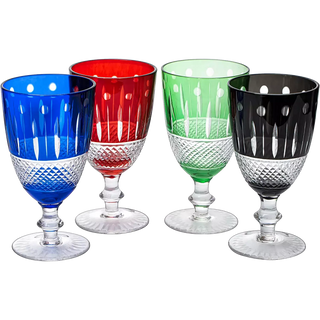 Multicolor Crystal Italian Design Cups Set Of 4 Short Chalice Glasses 8OZ 5 7 H By V