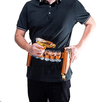 Pistol Whiskey Gun Decanter Pistol Shot Glasses Set Holster Attachment Pourers Stopper 2x 7 7OZ Deca