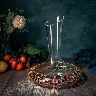 Art Deco Stained Glass Renaissance Wine Decanter By 60 Oz Hand Blown Lead Free Decor