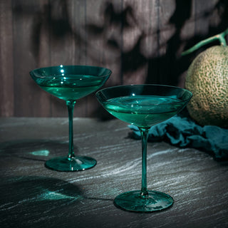 Teal Champagne Colored Coupe Glasses Set Of 2 By Elegant Mimosa Bar Glasses Ideal Fo