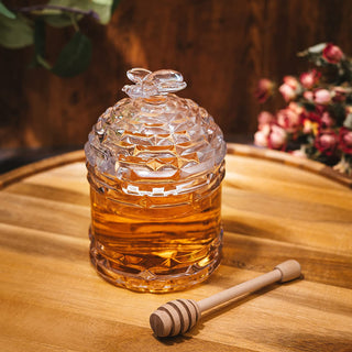Bee Honey Jar By 5 H Glass Honey Pot With Dipper And Lid Cover For Home Kitchen Hone
